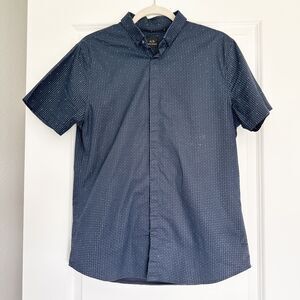 Armani Exchange A|X Mens Slim Fit Button Down Shirt Blue Pattern Medium Cotton